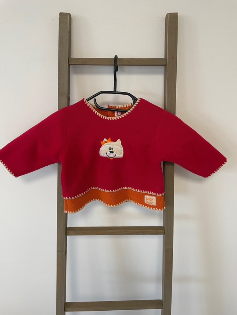 Pull rouge et orange, Pick Ouic, 6 mois