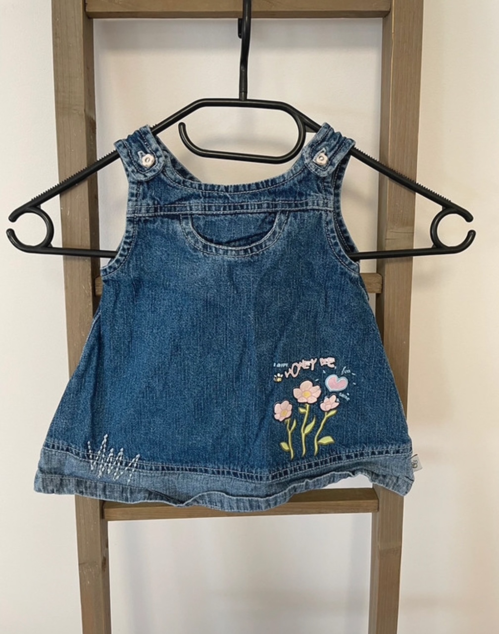 Robe en jean avec fleurs, 4/6 mois