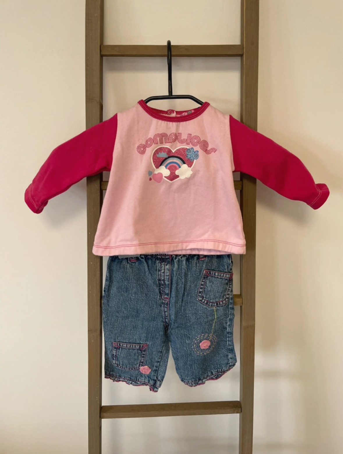 Ensemble top rose manches longues, Jean, Baby angel/Orchestra, 6 mois