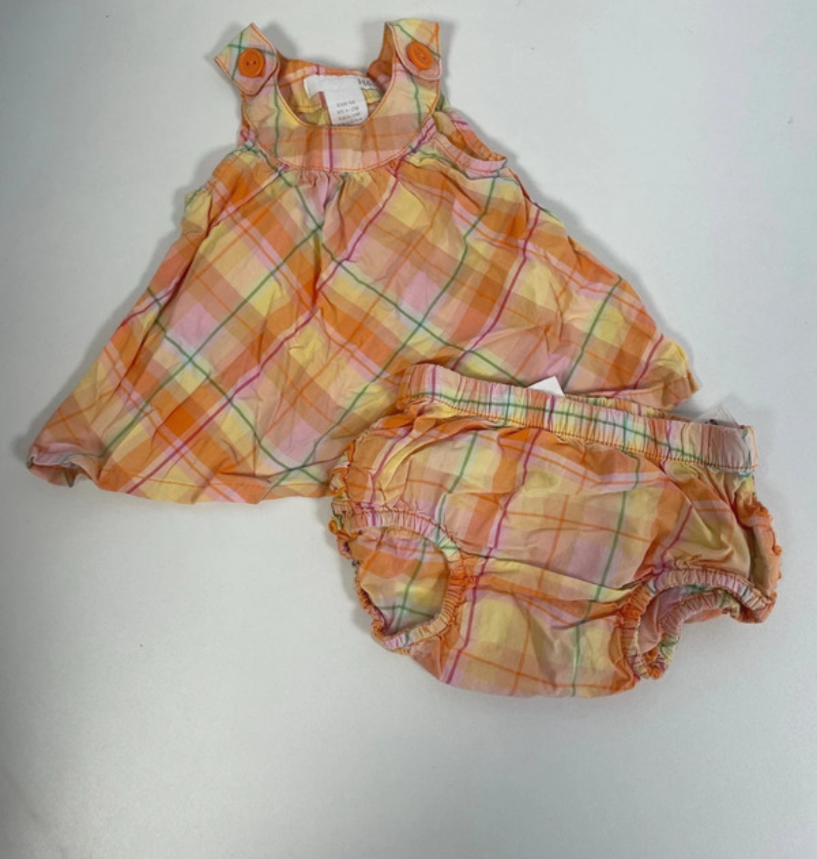 Ensemble robe + culotte à carreaux, H&M, 1/2 mois