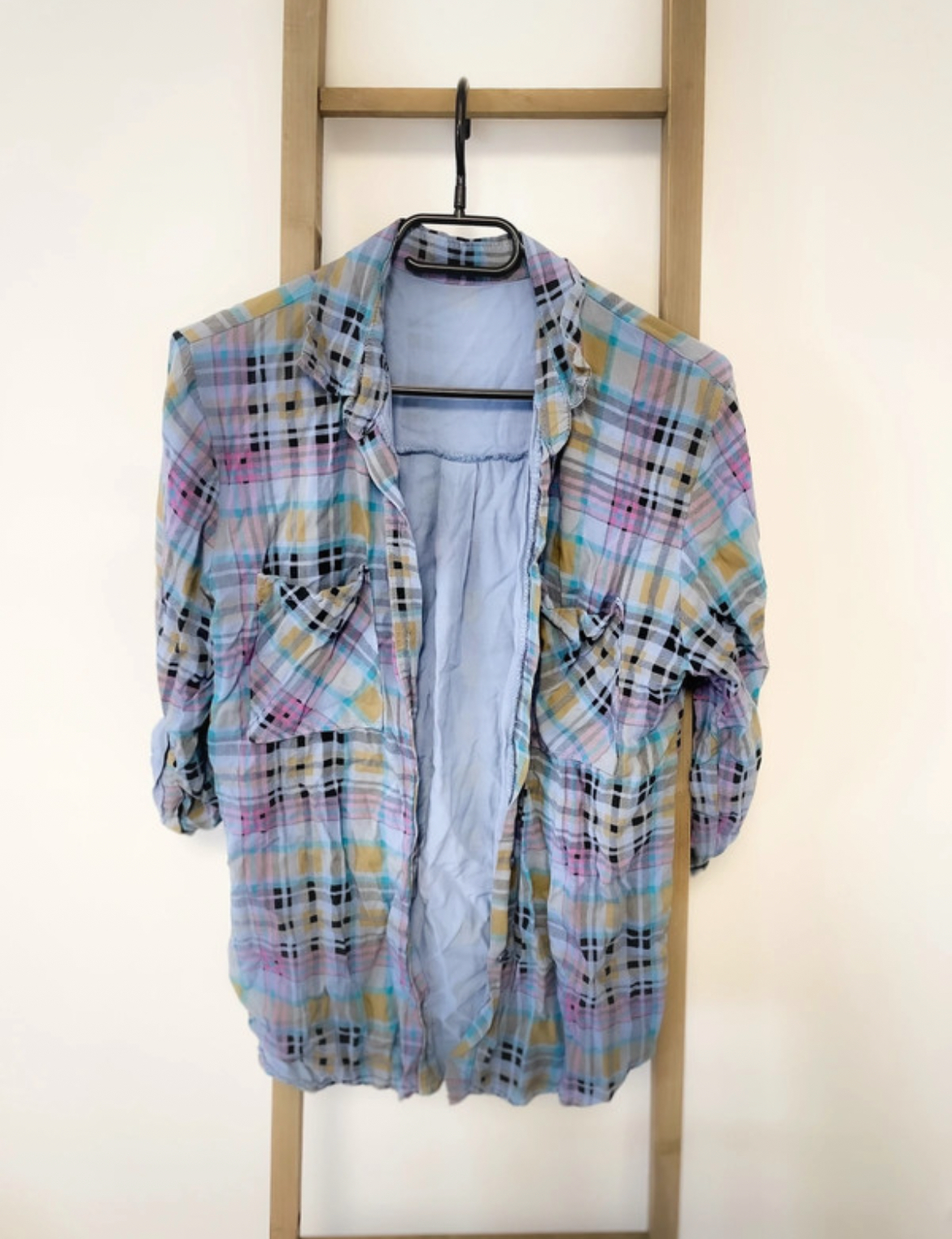 Chemise à carreaux bleue, L