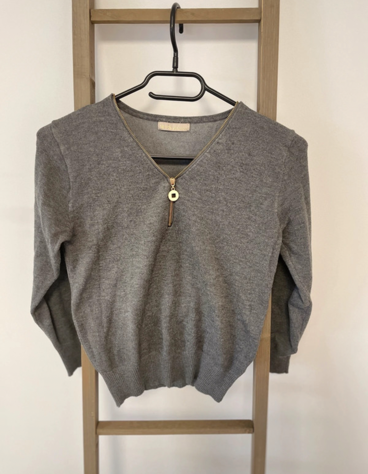 Pull gris col V, Ms Fashion, 36