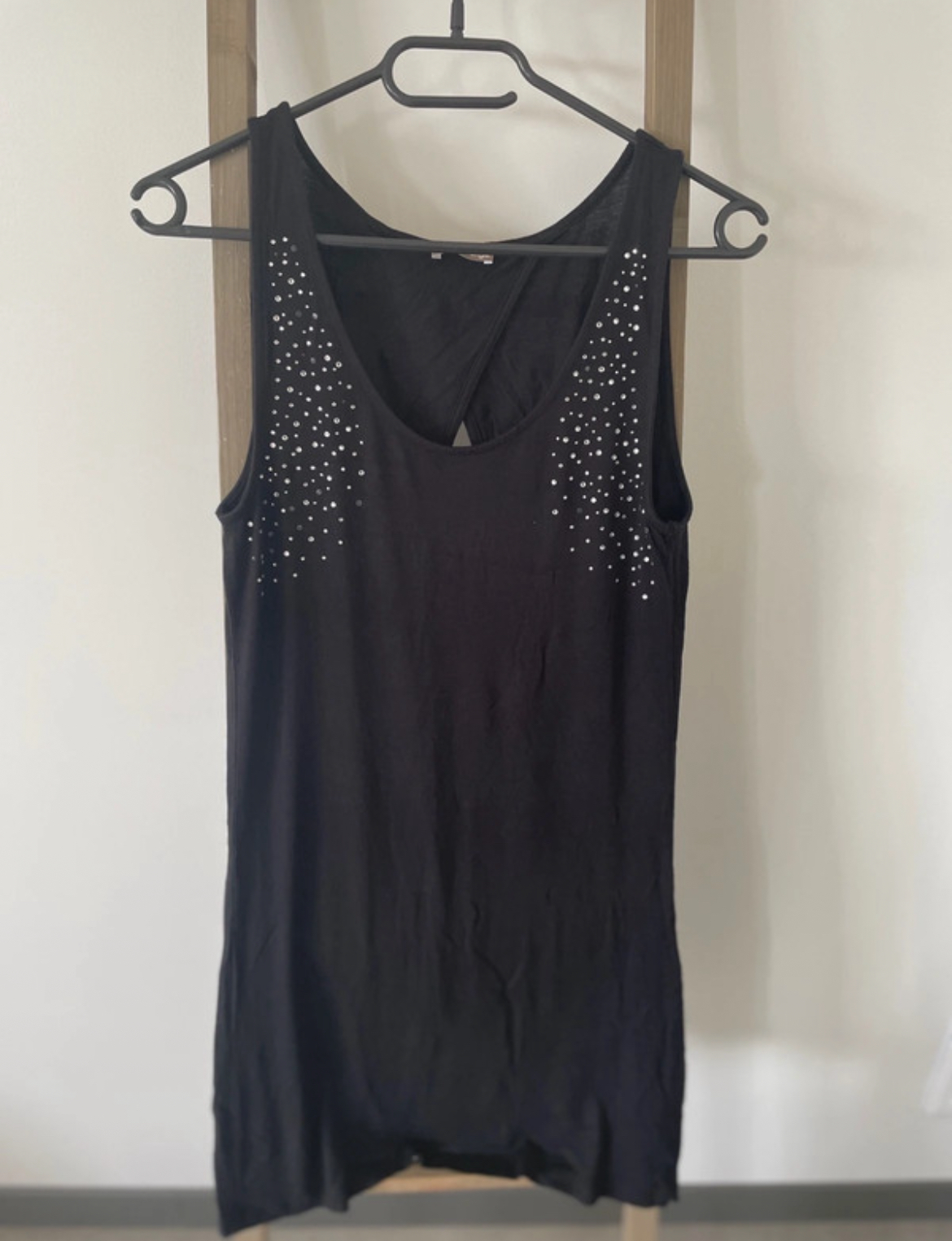 Robe noire sans manche, Rouge Gorge, XS