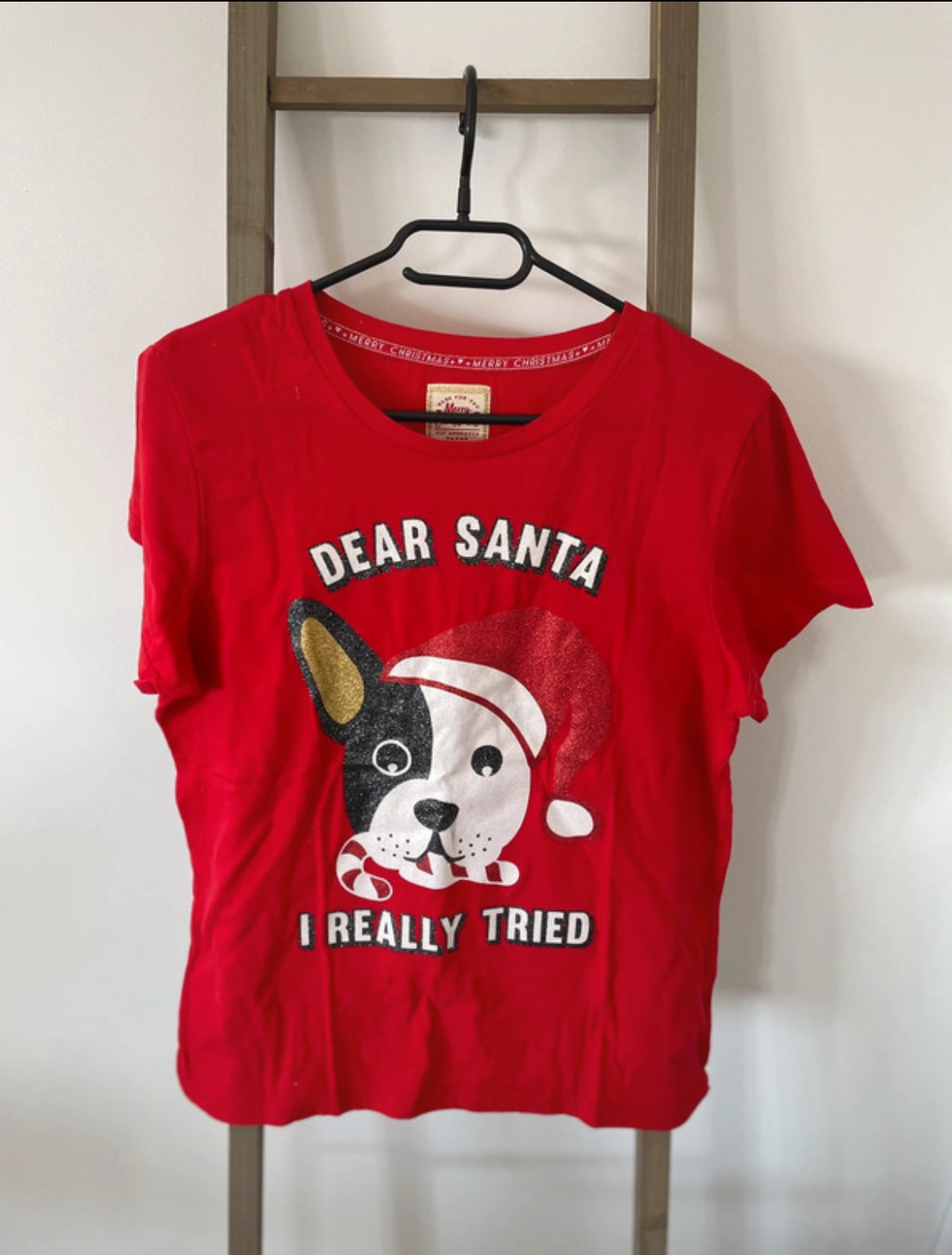 Tshirt rouge de Noël, Elf Approved, L