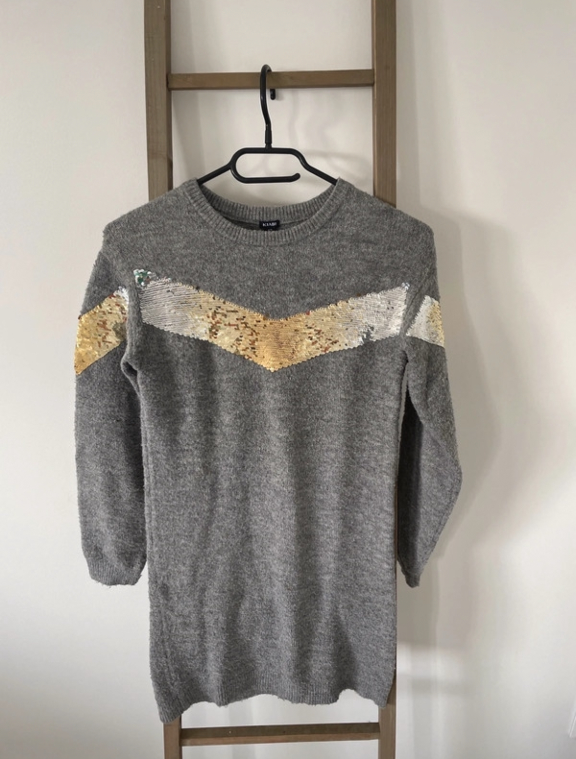 Robe pull grise et sequins, Kiabi, 12 ans