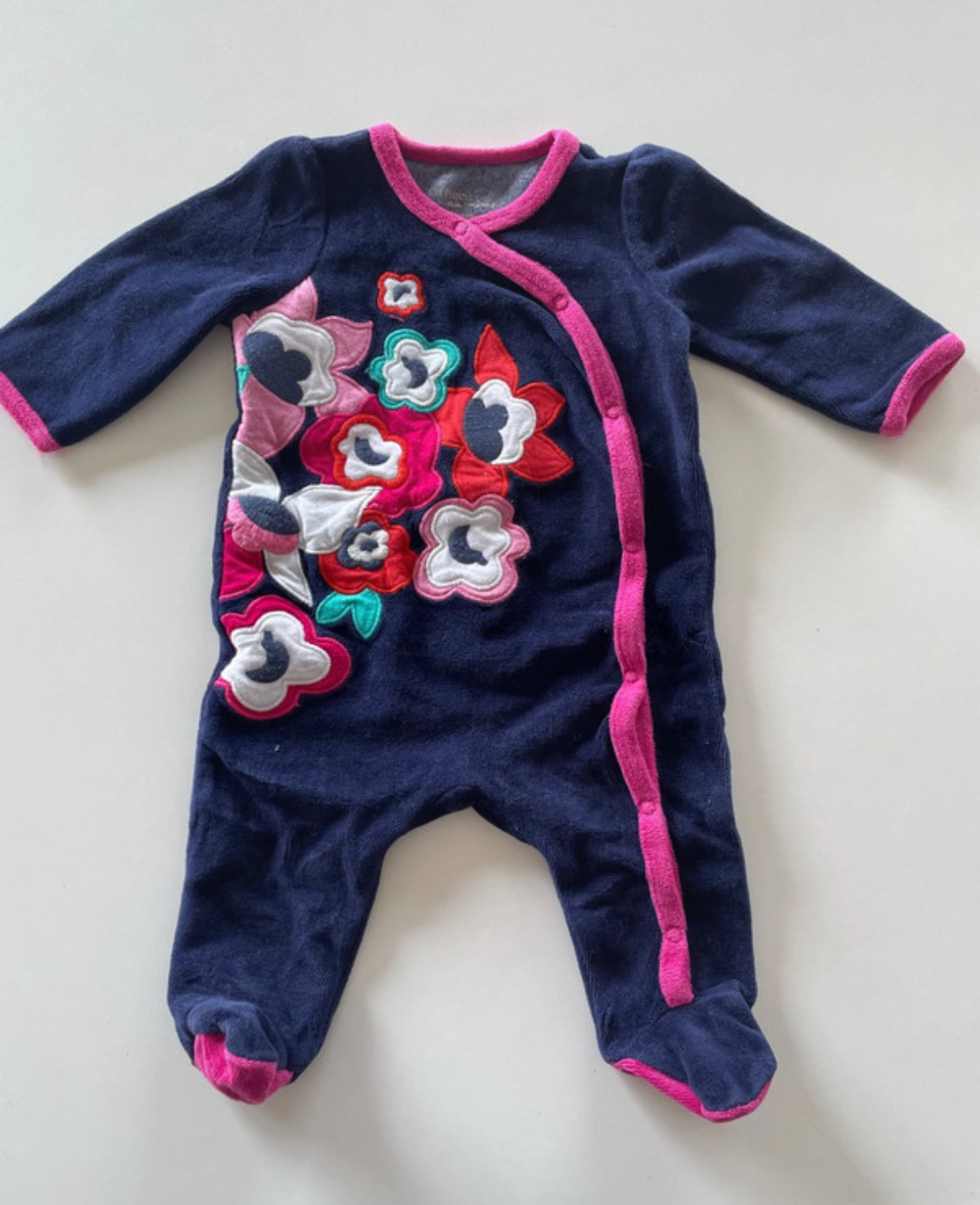Pyjama marine et rose, DPAM, 3 mois