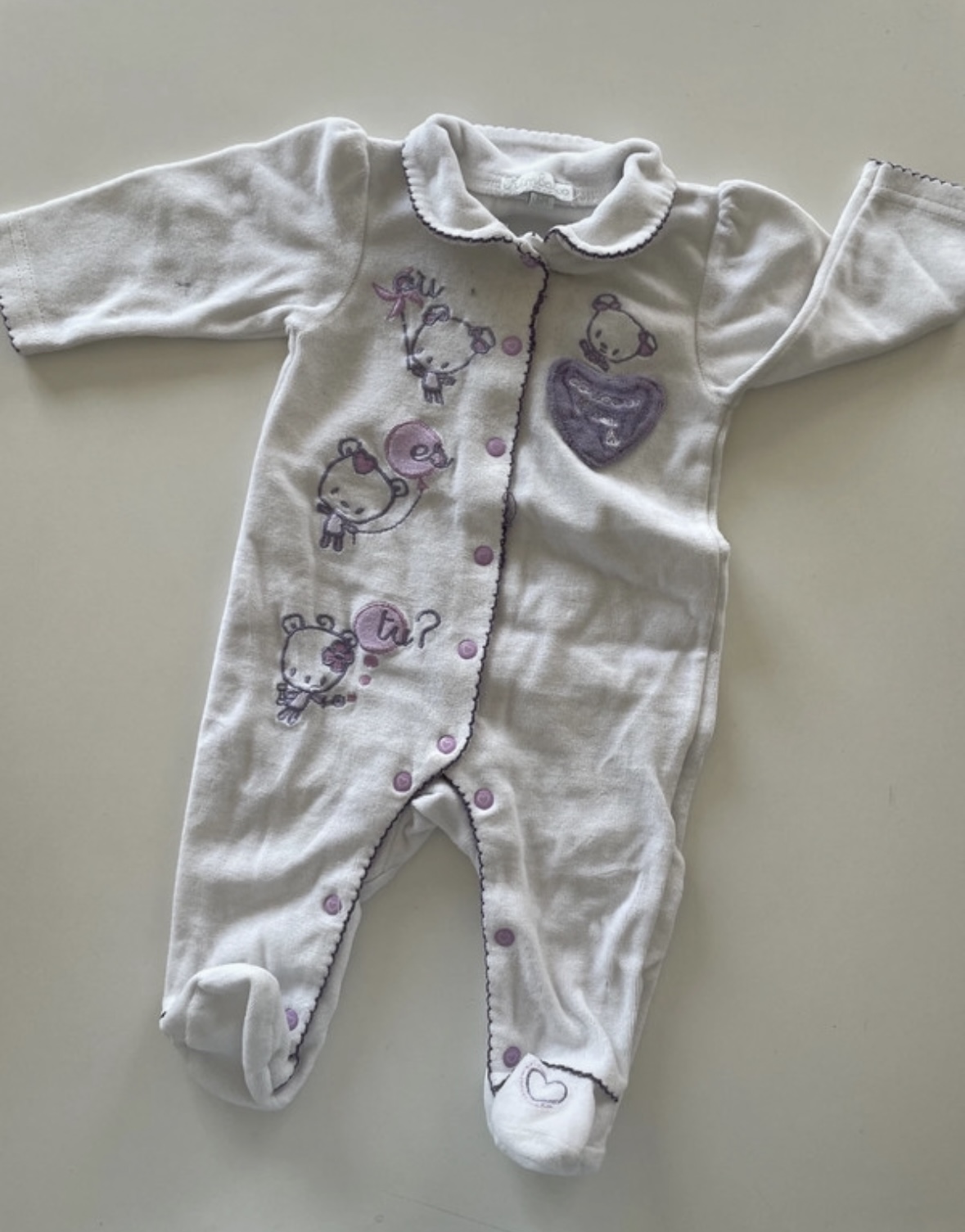 Pyjama blanc et violet, Kimbaloo, 6 mois
