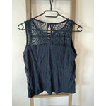 MCAL59 TOP BLEU MARINE DENTELLE POITRINE  L DOS