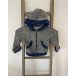 MCAL77  GILET GRIS AVEC FOURRURE BLEUE 4 ANS