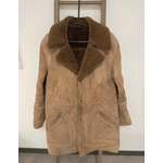MPOI207 MANTEAU BEIGE EN PEAU ET FOURRURE MARRON XL