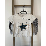 MCAL206 TSHIRT BLANC ET NOIR MANCHES LONGUES RAYEES TAPE A L'OEIL 6 ANS