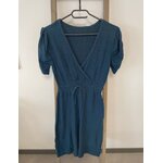 CDAV147 ROBE EN LAINE ET CACHEMIRE BLEUE 38 40