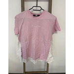 MPOU14 TSHIRT ASYMETRIQUE ROSE ET BLANC KARL LAGERFELD M