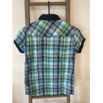 PCAR69 CHEMISE A CARREAUX BLEU VERT GRIS NPO 12 ANS DOS