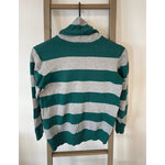 PCAR90 PULL COL ROULE GRIS ET VERT RAYE H&M 8 10 ANS DOS