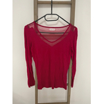 MBLA157 TOP ROUGE MANCHES LONGUES AVEC EMPIECEMENTS RESILLE CACHE CACHE 36