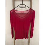 MBLA157 TOP ROUGE MANCHES LONGUES AVEC EMPIECEMENTS RESILLE CACHE CACHE 36 DOS