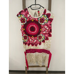 MBLA159 ROBE FLEURIE ROSE ET BEIGE AVEC CEINTURE DESIGUAL 13 14 ANS