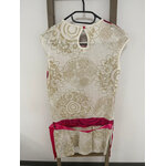 MBLA159 ROVBE FLEURIE ROSE ET BEIGE AVEC CEINTURE DESIGUAL 13 14 ANS DOS