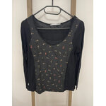 MBLA166 TOP NOIR MANCHES LONGUES BI MATIERE DDP M
