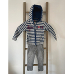 FBER26 ENSEMBLE GILET A RAYURES GRIS ET BLEU + JEAN ORCHESTRA 2 ANS