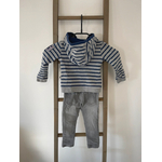 FBER26 ENSEMBLE GILET A RAYURES GRIS ET BLEU + JEAN GRIS ORCHESTRA 2 ANS DOS