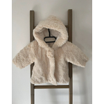 fber46 Veste en fourrure beige avec capuche, 3 ans