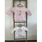 FBER55 Lot de 2 t-shirts manches longues rose et blanc, Hello Kitty, 12 mois