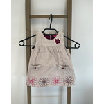 FBER63 robe en velours beige fleurie sans manche, picouic, 18 mois