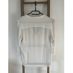 CMEN38 blouse blanche col v, poche poitrine, manche 3 4 en mousseline DOS