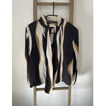 NTRO15 blouse tricolore noir marron blanc et col noue, shein, xs