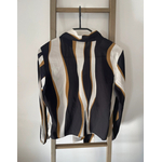 NTRO15 blouse tricolore noir marron blanc et col noue, shein, xs, DOS