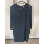 NTRO18 robe noire avec broderie sequins et volants dos ouvert, canda, 42