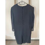 NTRO18 robe noir avec broderie sequins et volants dos ouvert, canda, 42, DOS