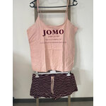 MCAL262 ensemnle pyjama rose et short rayé, love to lougne, 46 48