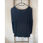 CADD37 top noir a motifs blanc manches longues, jacqueline riu, DOS