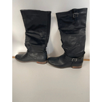 CADD101 bottes noire a plat en cuir, cable, 39