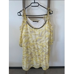 MPER20 Robe epaule nue jaune blanc et gris, trend captain tortue, 38