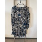 MPER26 robe mousseline bleu et beige manches longues, Espriet, S