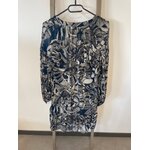 MPER26 robe mousseline bleu et beige, manches longues, DOS