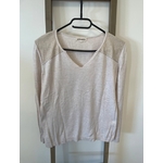 MPER32 pull beige et dore col v, grain de malice, M