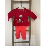 NJAN71 ensemble pull rouge et pantalon corail, compagnie des petits tex, 6 mois