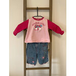 NJAN72 ensemble top rose manches longues, jean, baby angele, orchestra, 6 mois