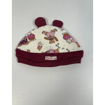 NJAN77 bonnet beige et bordeaux, oursons,