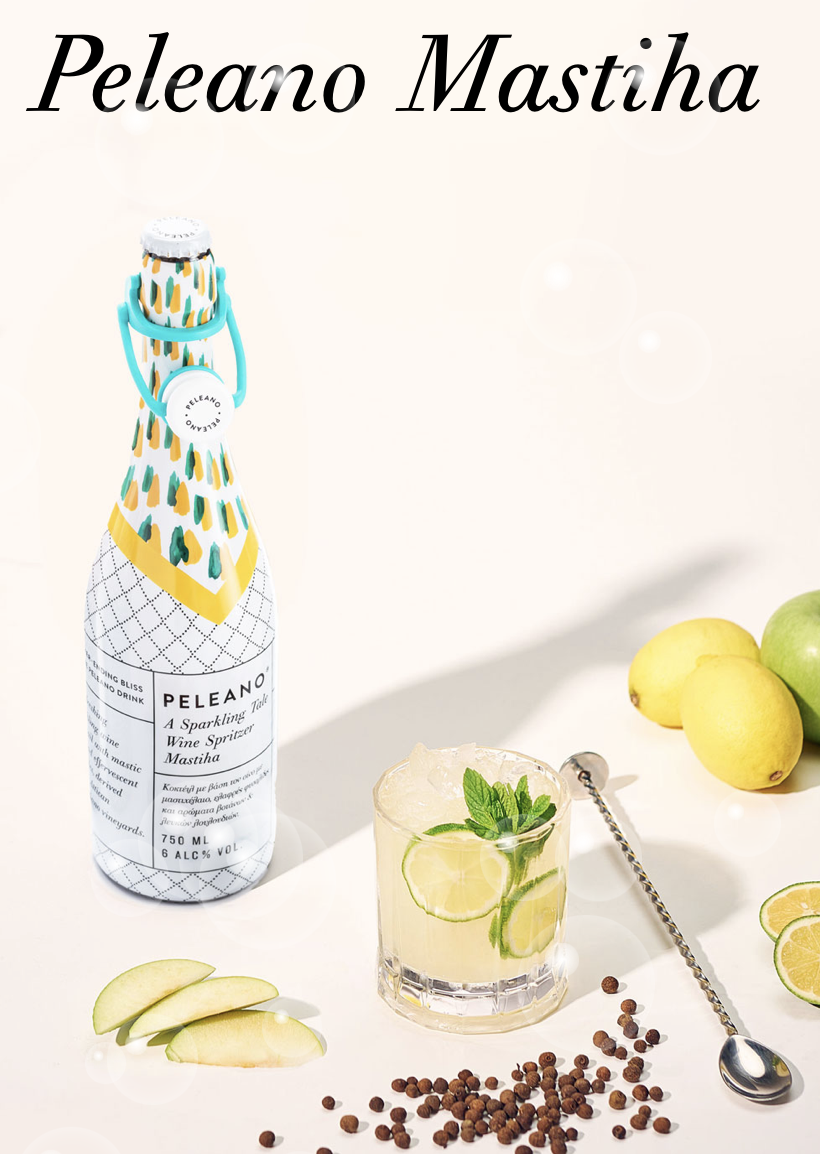 PELEANO MASTIHA Vin effervescent doux et léger élaboré à partir du monocépage grec Savvatiano aux arômes naturels de Mastiha ou Mastic de Lentisque à faible teneur en alcool 750ml 1
