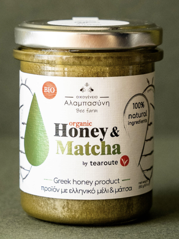 MIEL BIO de Grèce de Forêts et au Matcha BIO Famille ALABASINIS 250g