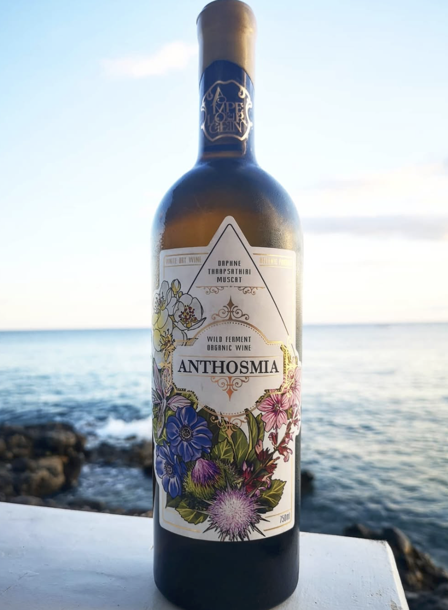 Domaine AMPLELOURGEIN Anthosmia Vin Blanc Sec Bio Nature Vignes Franches 100 ans Cépages Thrapsathiri Dafni Muscat de Spinas Crète 14% 2024 0