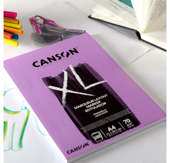 bloc-de-100-papiers-xl-marker-a4-canson-blanc-70g-