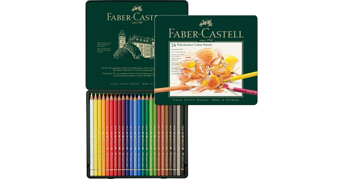 Faber-Castell Polychromos – Étui Métal 24 Crayons De Couleur, Qualité Professionnelle, Multicolore