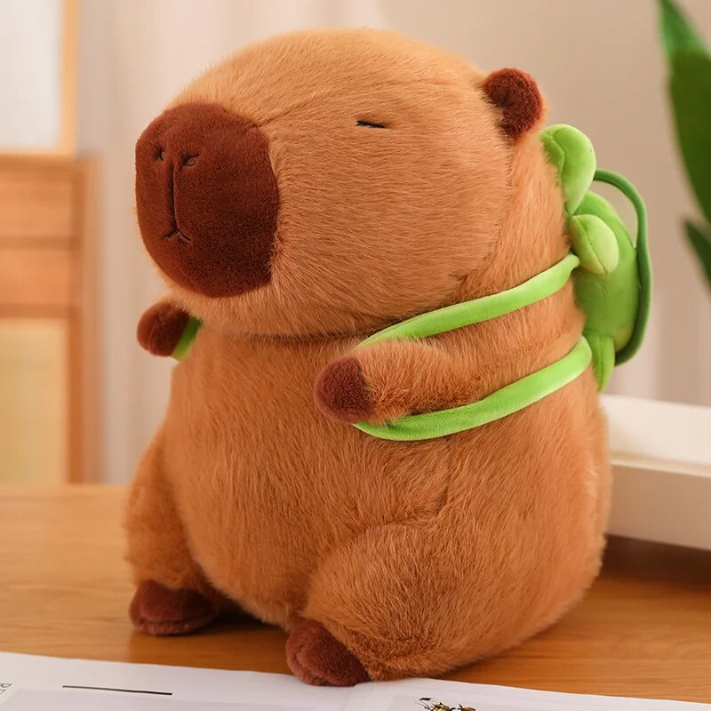 Animal-en-peluche-Capybara-enti-rement-rempli-avec-tortue-jouets-de-sac-dos-de-tortue-oreiller
